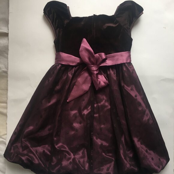 Peachy Kids Girls Dress Size 4 Velvet Top Ruffle Shimmer Bottom Tie-Back Rose - Picture 11 of 15